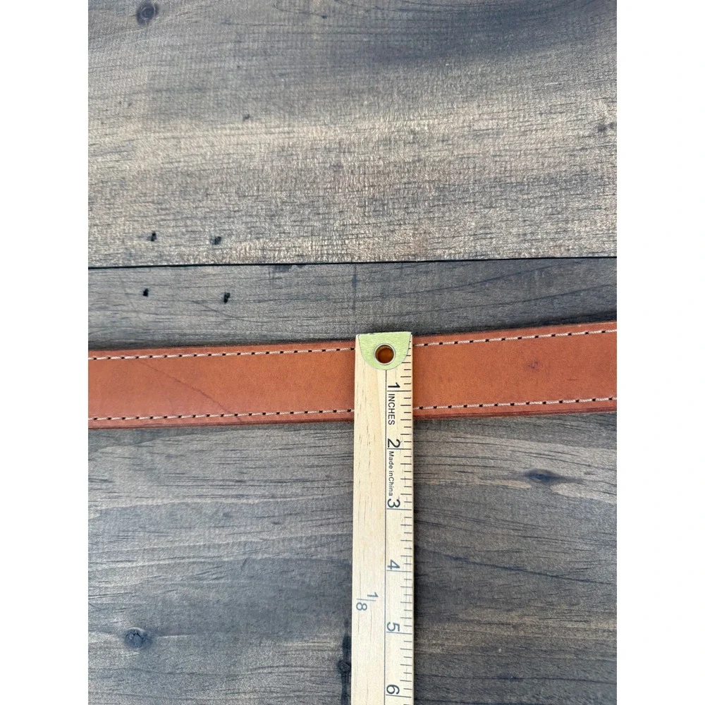 Leather Belt Brown Gunmetal Cross Buckle Casual Western Handmade Style 1.5